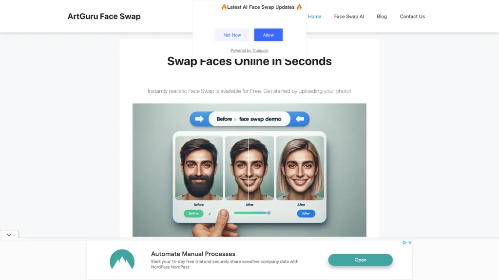 GuruArt Face SWAP website