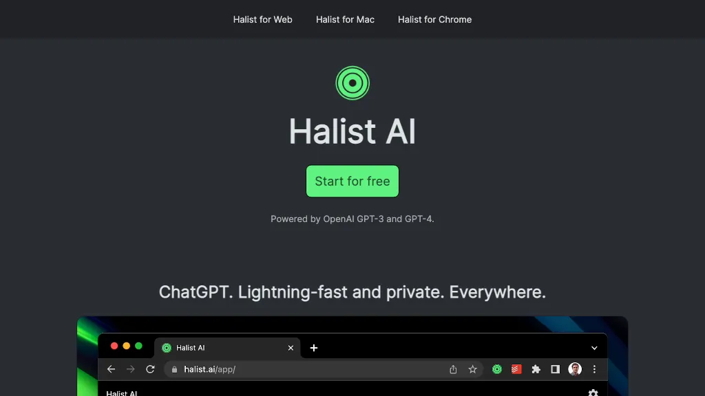 Halist Browser AI website
