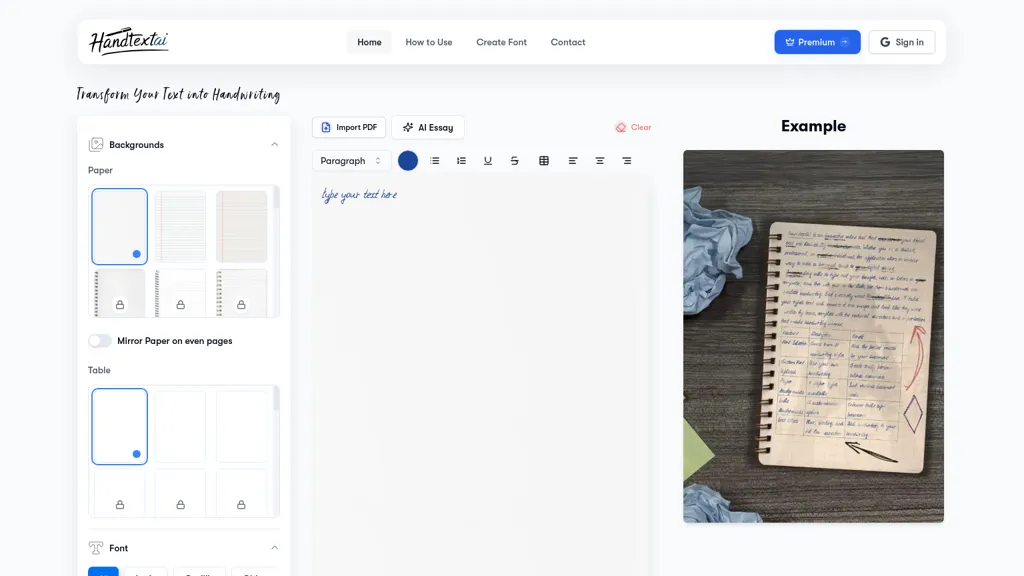 HandtextAI website