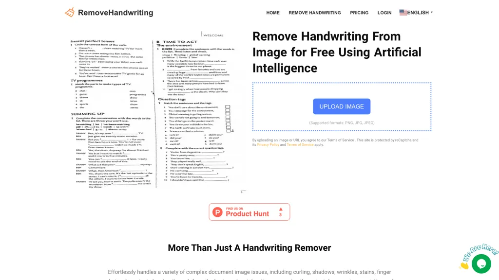 Handwriting Remover website