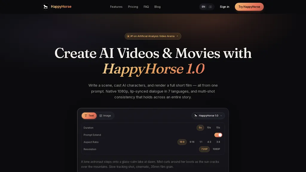 HappyHorse.mov AI tool screenshot