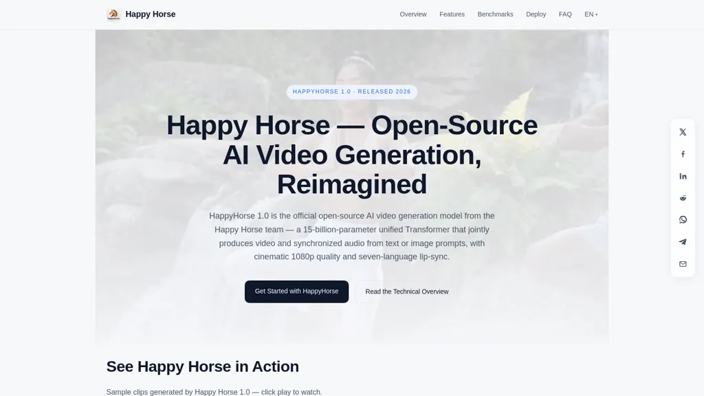 HappyHorses.io AI tool screenshot