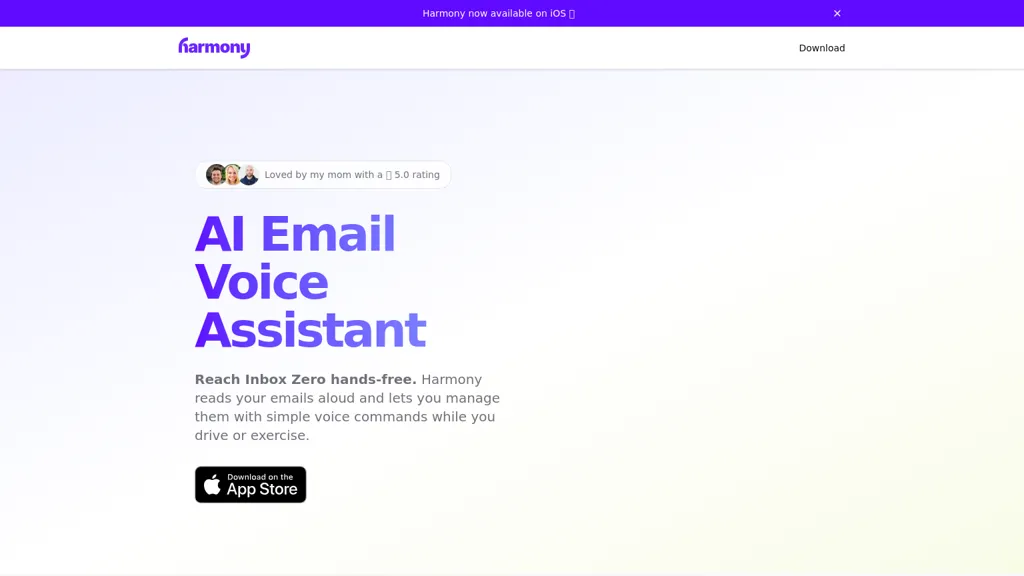 Harmony AI Email Assistant website