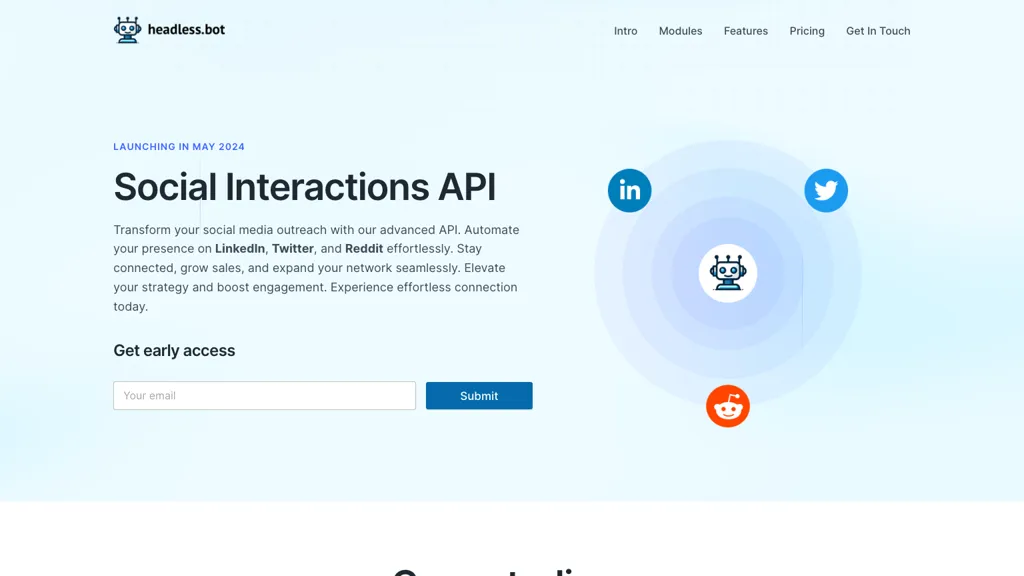 Headless Bot API early access website