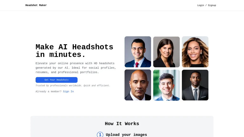 Headshot Maker website