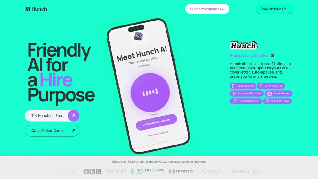 Hunch AI tool screenshot