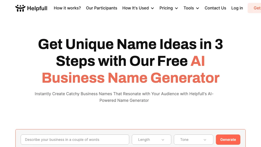 Helpfull - Business Name Generator  website