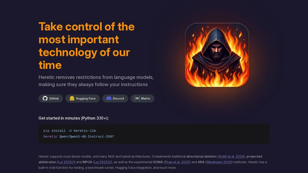 Heretic AI tool screenshot