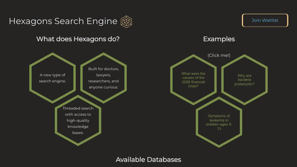 Hexagons Search website