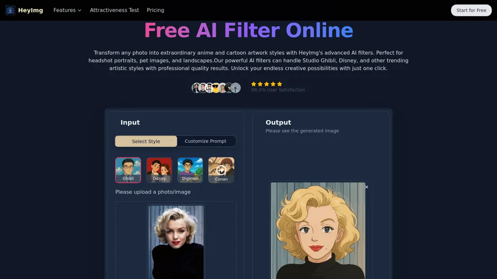 Hey Img AI tool screenshot