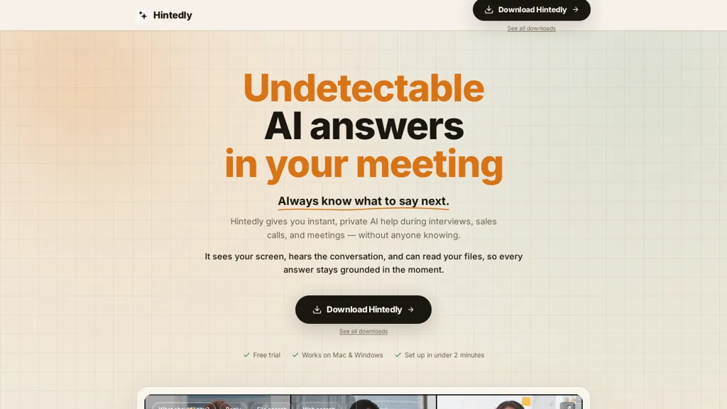 Hintedly AI tool screenshot