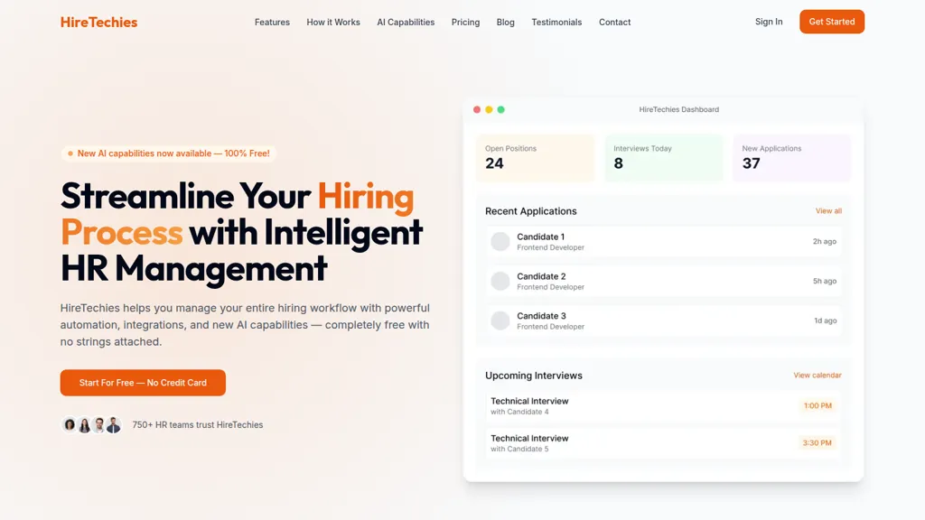 HireTechies AI tool screenshot