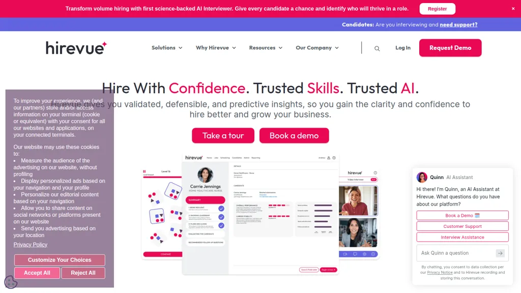 HireVue AI tool screenshot