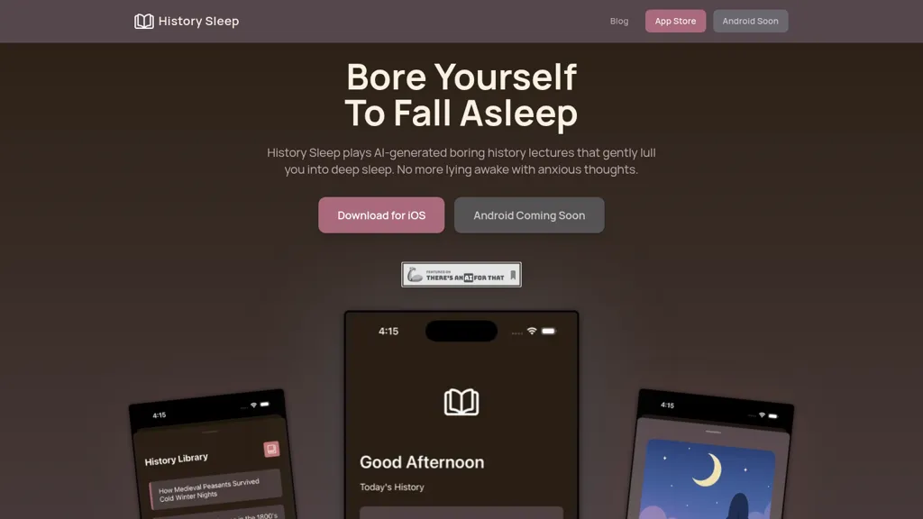 History Sleep AI tool screenshot