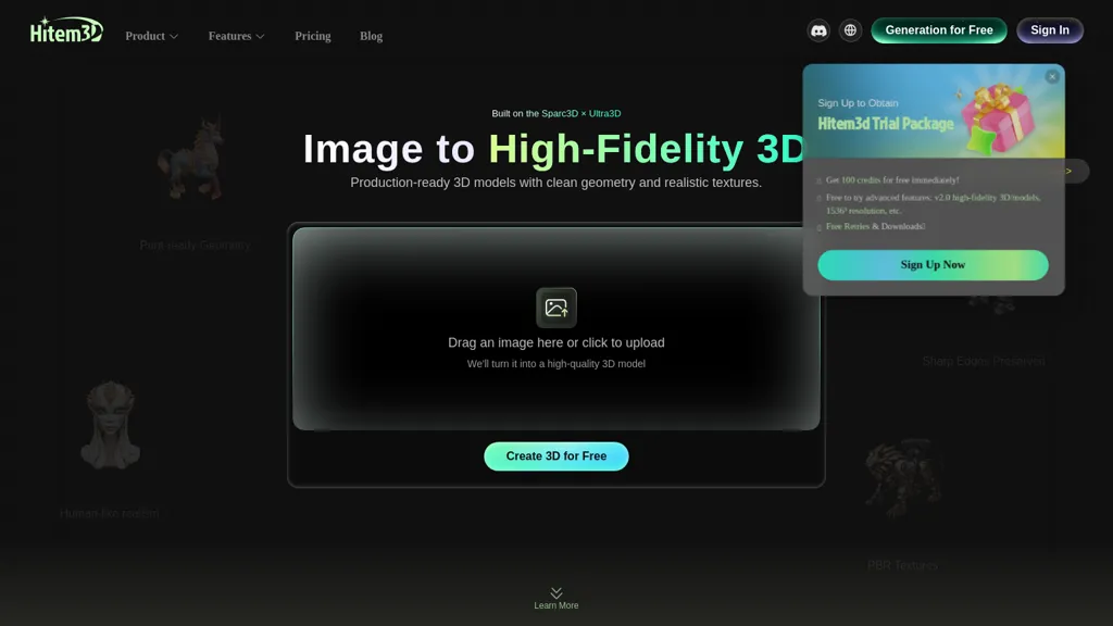 Hitem3D AI tool screenshot