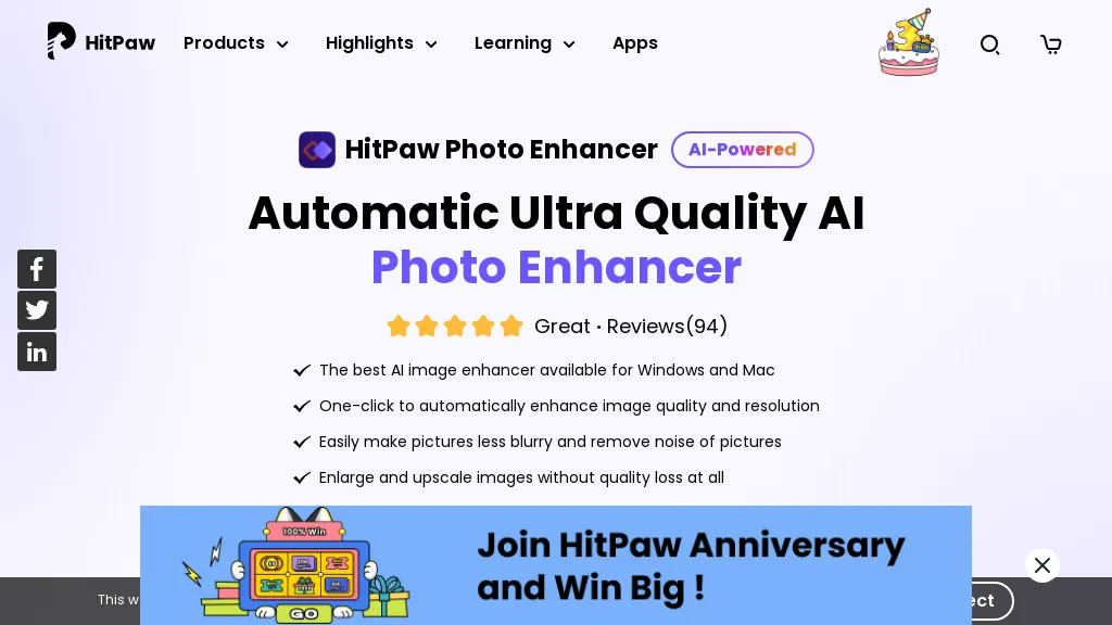 HitPaw Photo Enhancer website