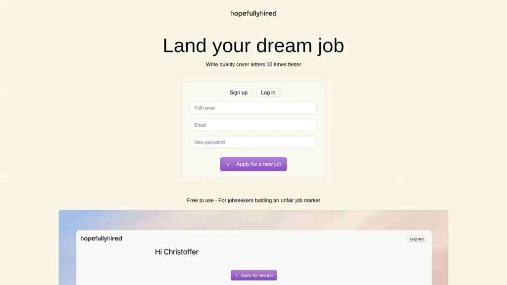 Hopefullyhired AI tool screenshot