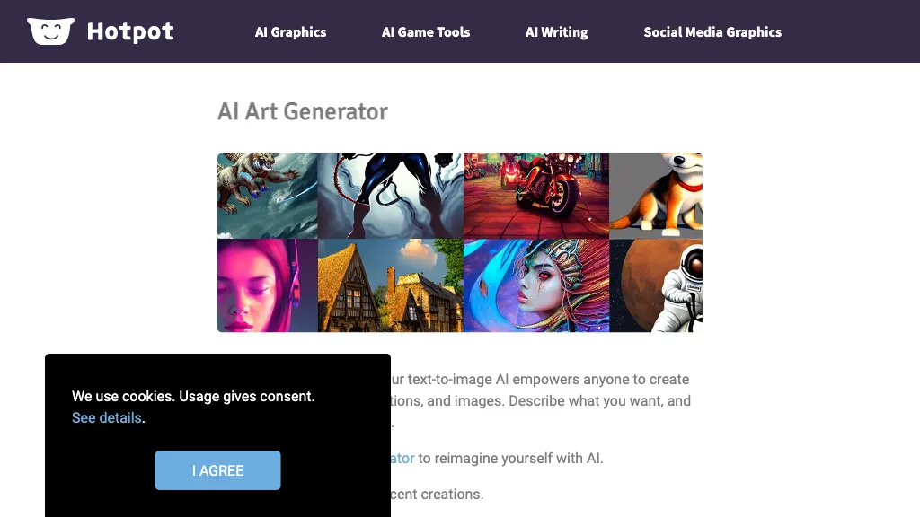 Hotpot Art Generator website