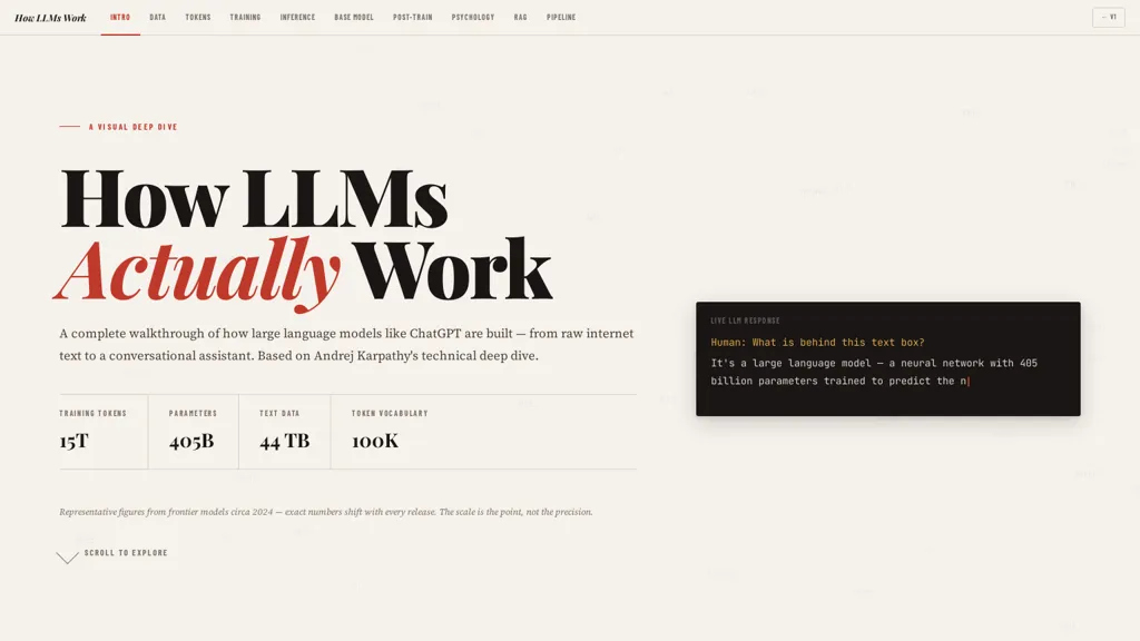 How LLMs work AI tool screenshot
