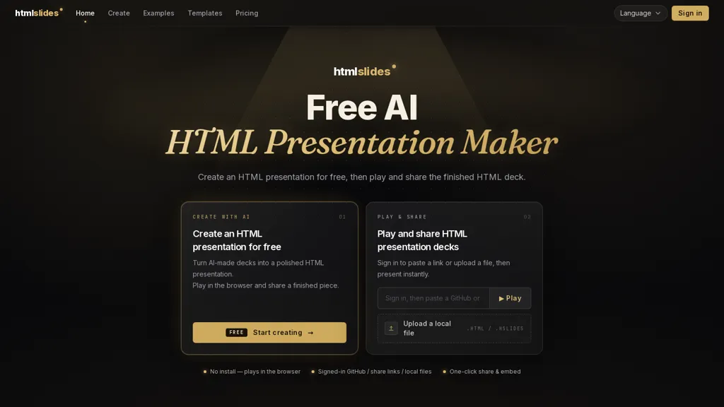 HTMLSlides AI AI tool screenshot
