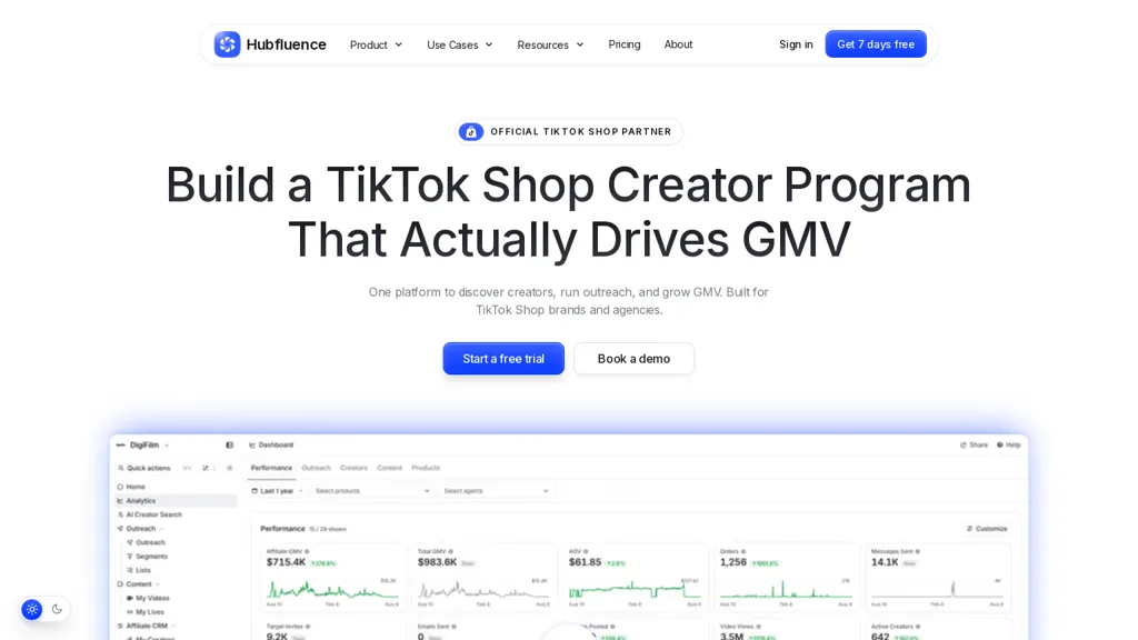 Hubfluence screenshot