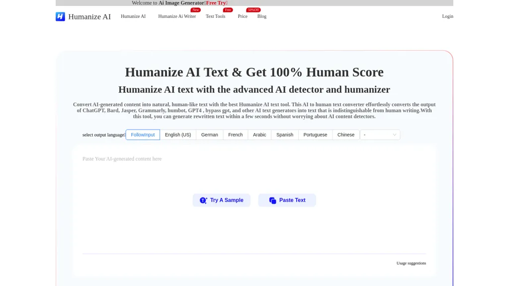 HumanizeAI.tools website