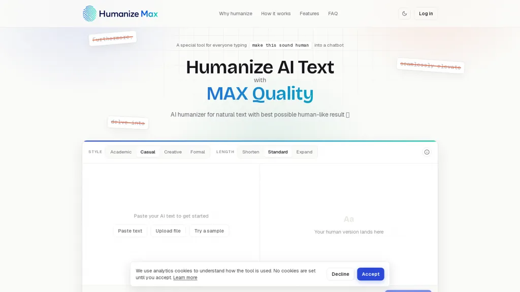 Humanizemax AI screenshot