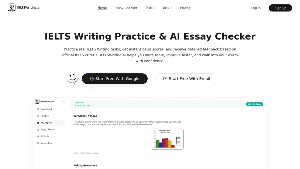 IELTS Writing AI AI tool screenshot