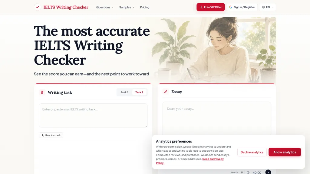 IELTS writing checker AI tool screenshot