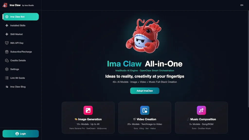Ima Claw AI tool screenshot