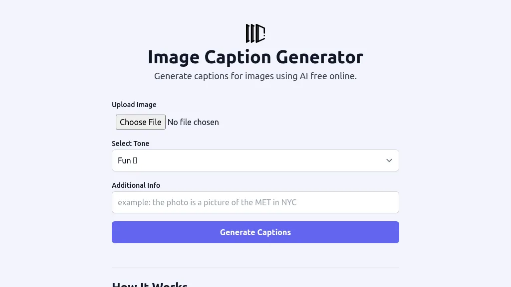 Image Caption Generator website