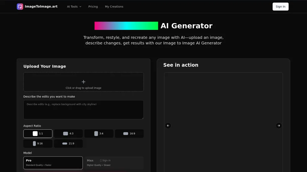 Image to Image AI Generator AI tool screenshot