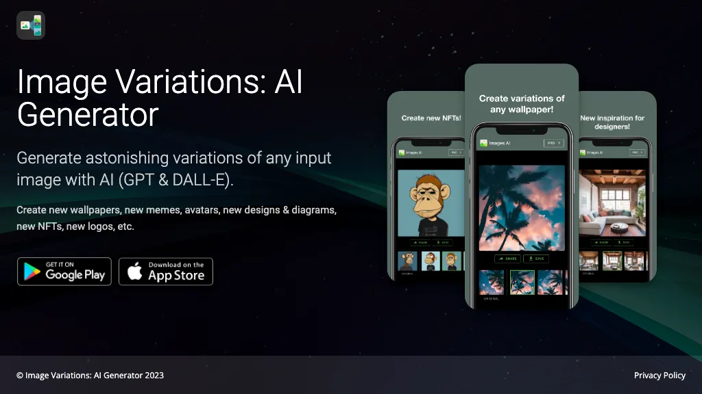 Image Variations: AI Generator website