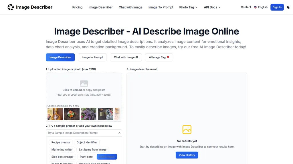 imagedescriber.app AI tool screenshot