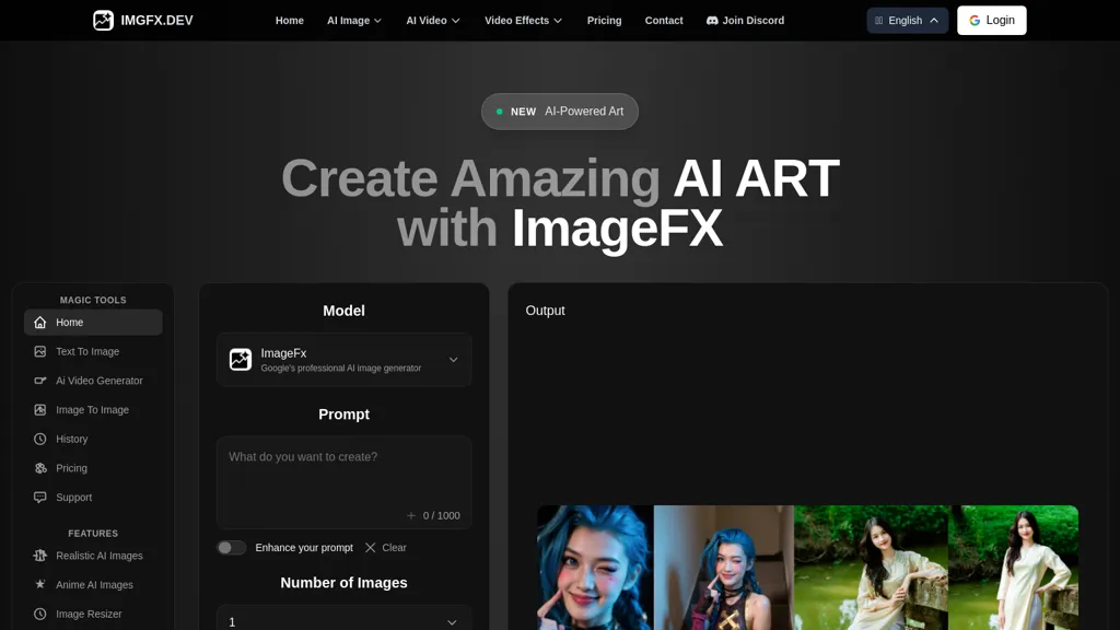 ImageFX.dev AI tool screenshot