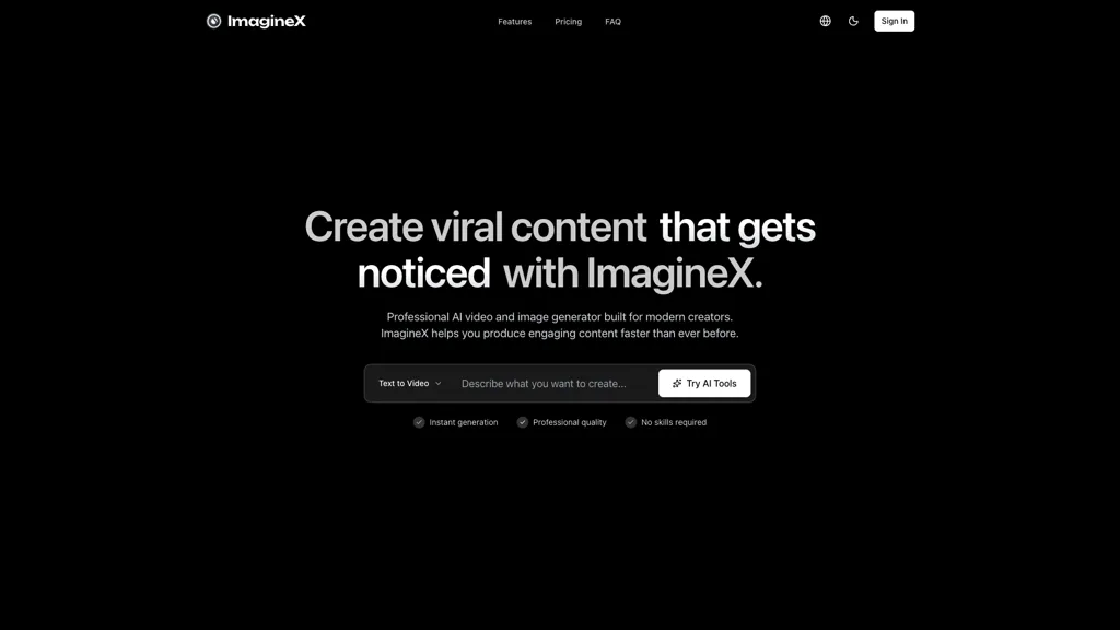 ImagineX AI tool screenshot