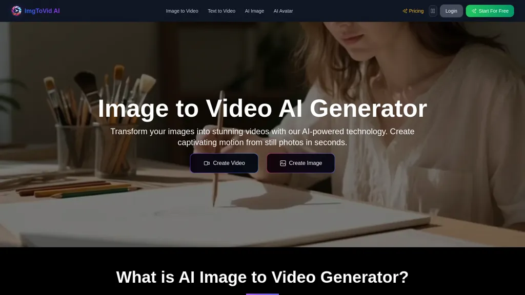 imgtovid.ai AI tool screenshot