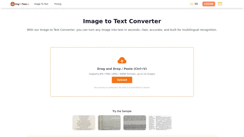 imgtotext.ai AI tool screenshot