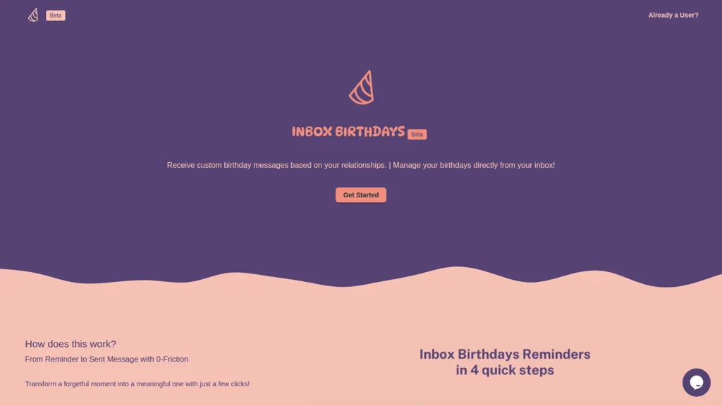 InboxBirthdays AI tool screenshot