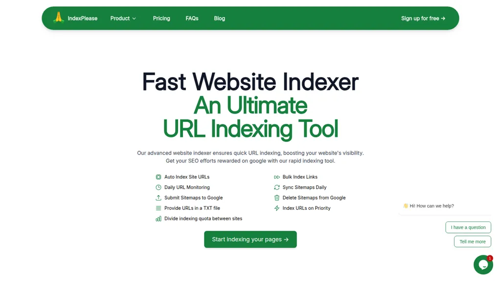 IndexPlease AI tool screenshot