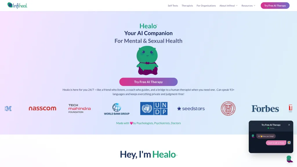 Infiheal AI tool screenshot
