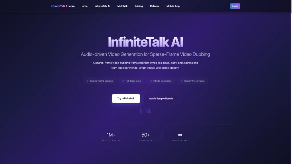 InfiniteTalk AI AI tool screenshot