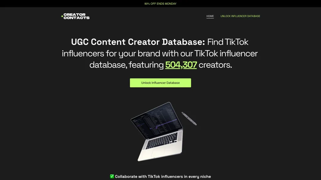 Tiktok Influencer Database AI tool screenshot