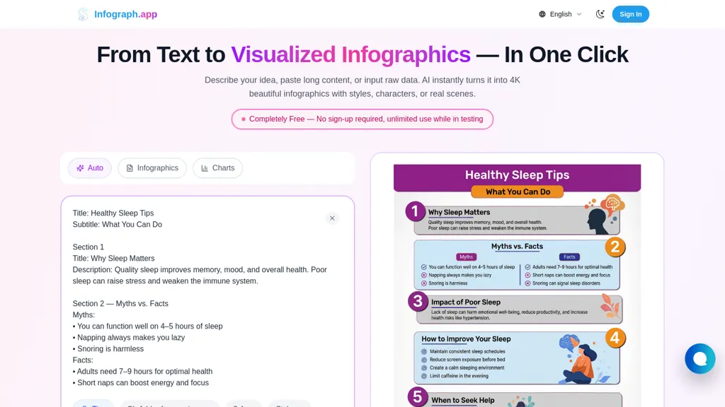Infograph.app AI tool screenshot