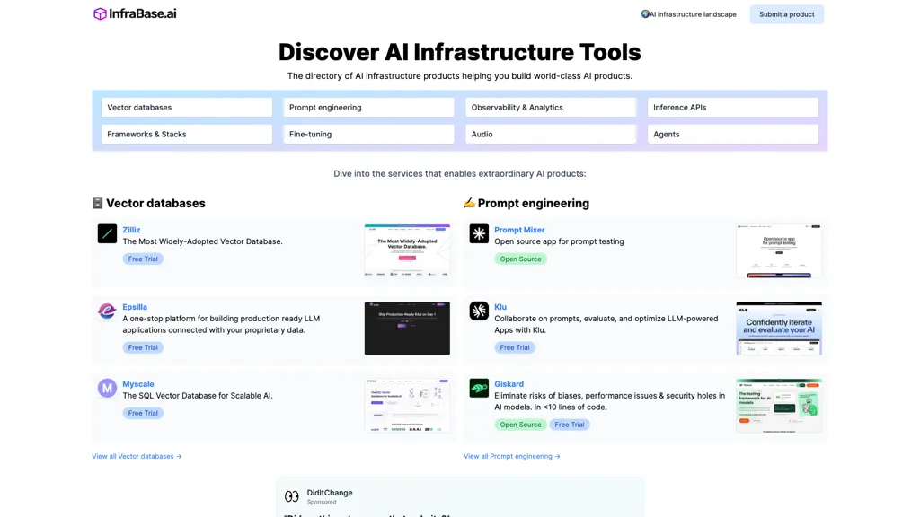 InfraBase.ai AI tool screenshot