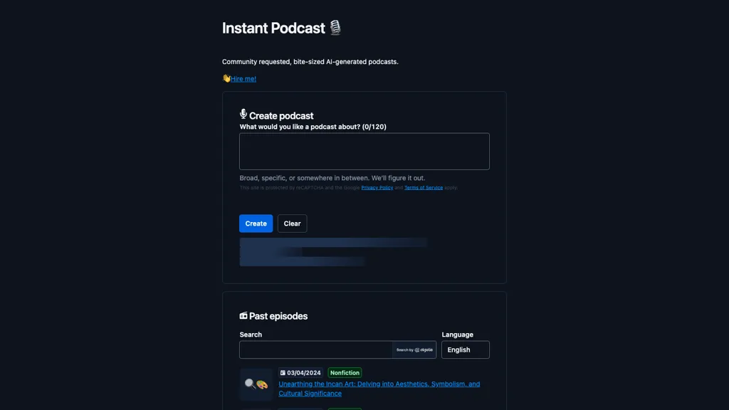 Instant Podcast website