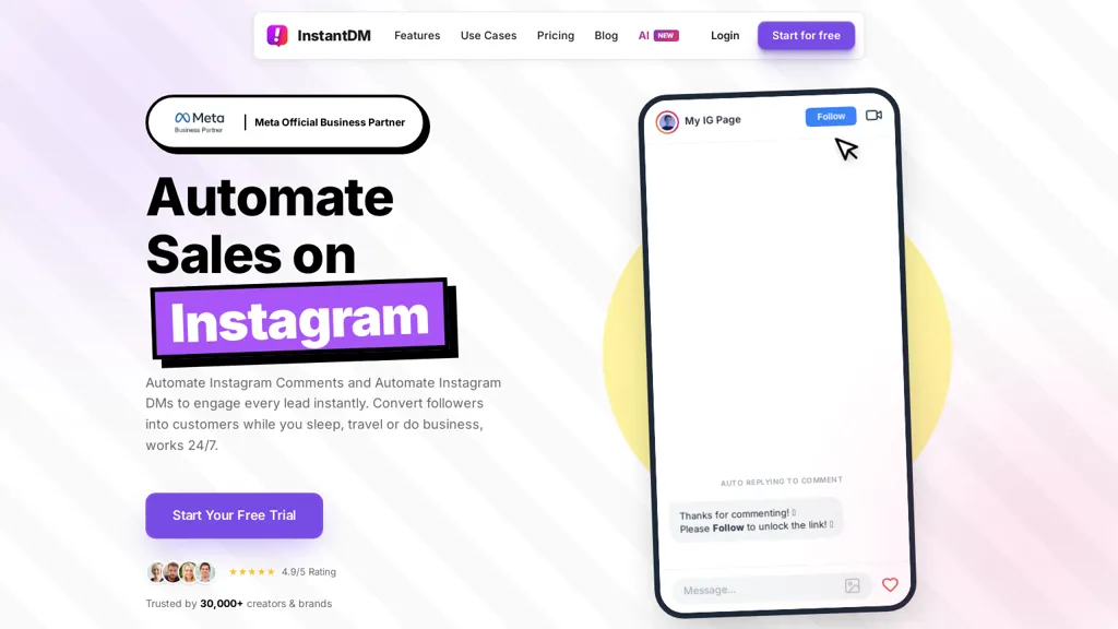 InstantDM AI tool screenshot