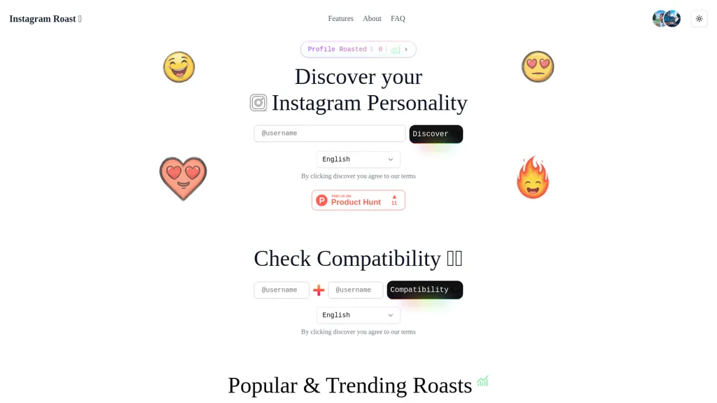 InstaRoasts website