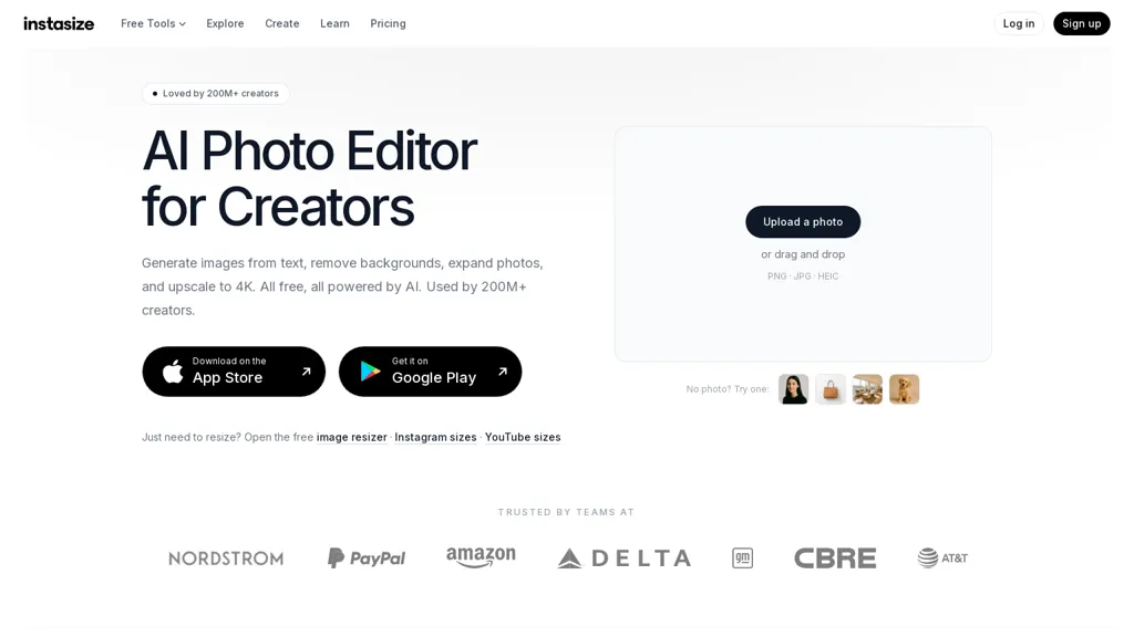 InstaSize AI tool screenshot