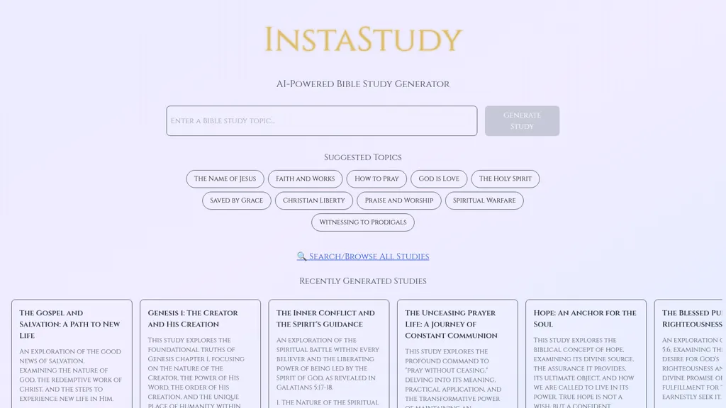 InstaStudy AI tool screenshot